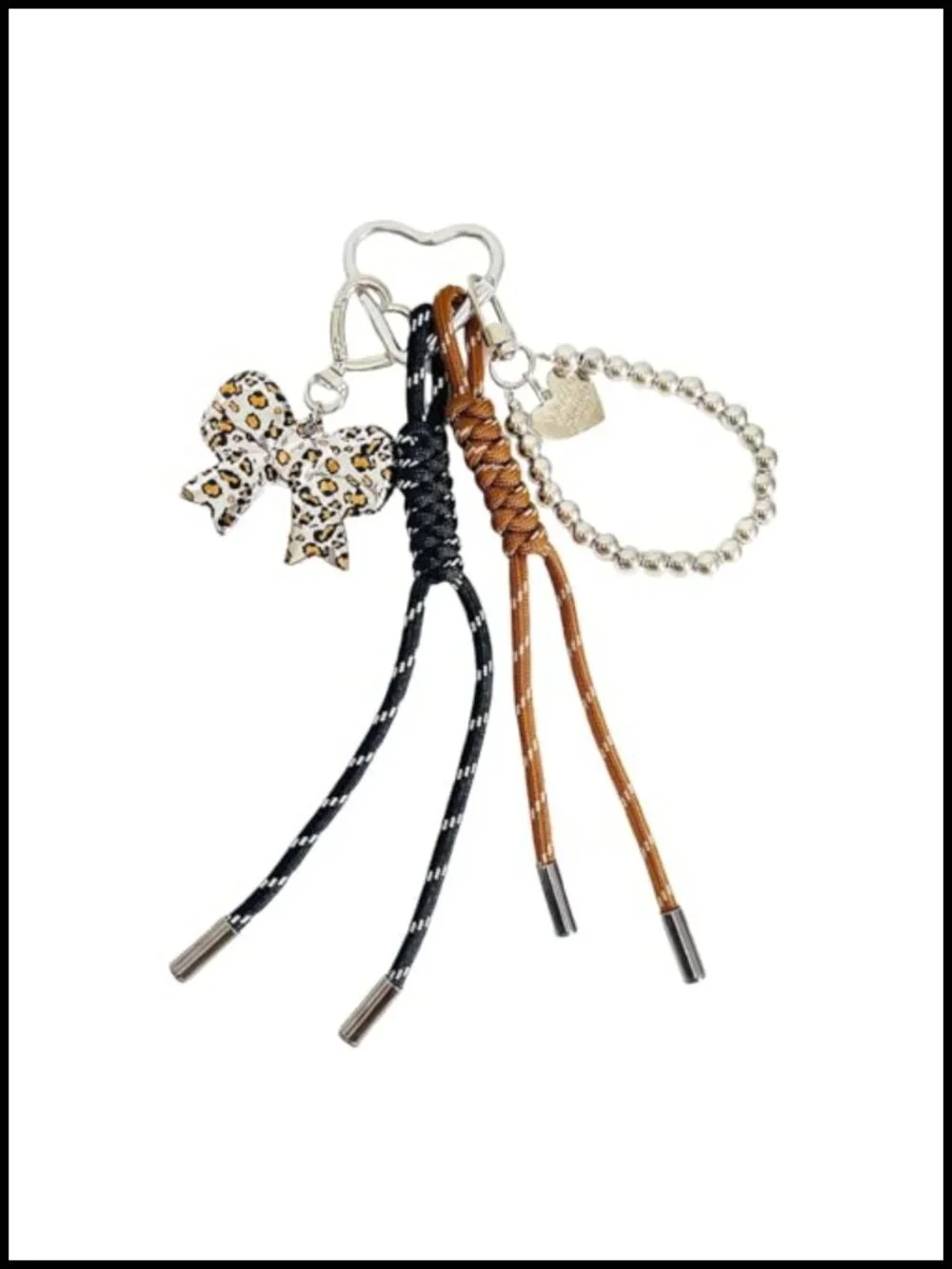 Handmade Nylon Rope Keychain Bag Charm with Beads and Braided Design for Purses